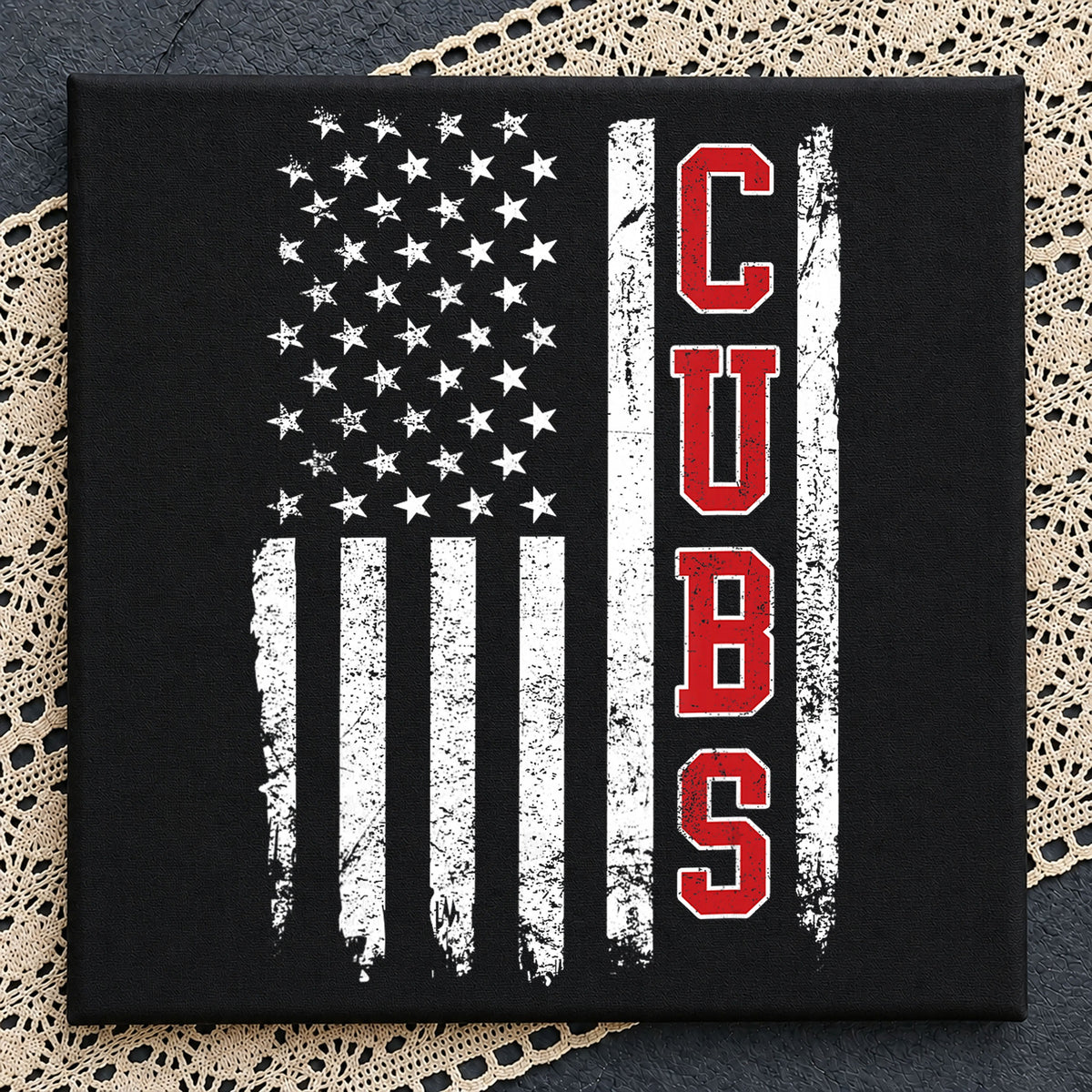 Cubs American Flag Distressed Grunge Vertical Baseball PNG