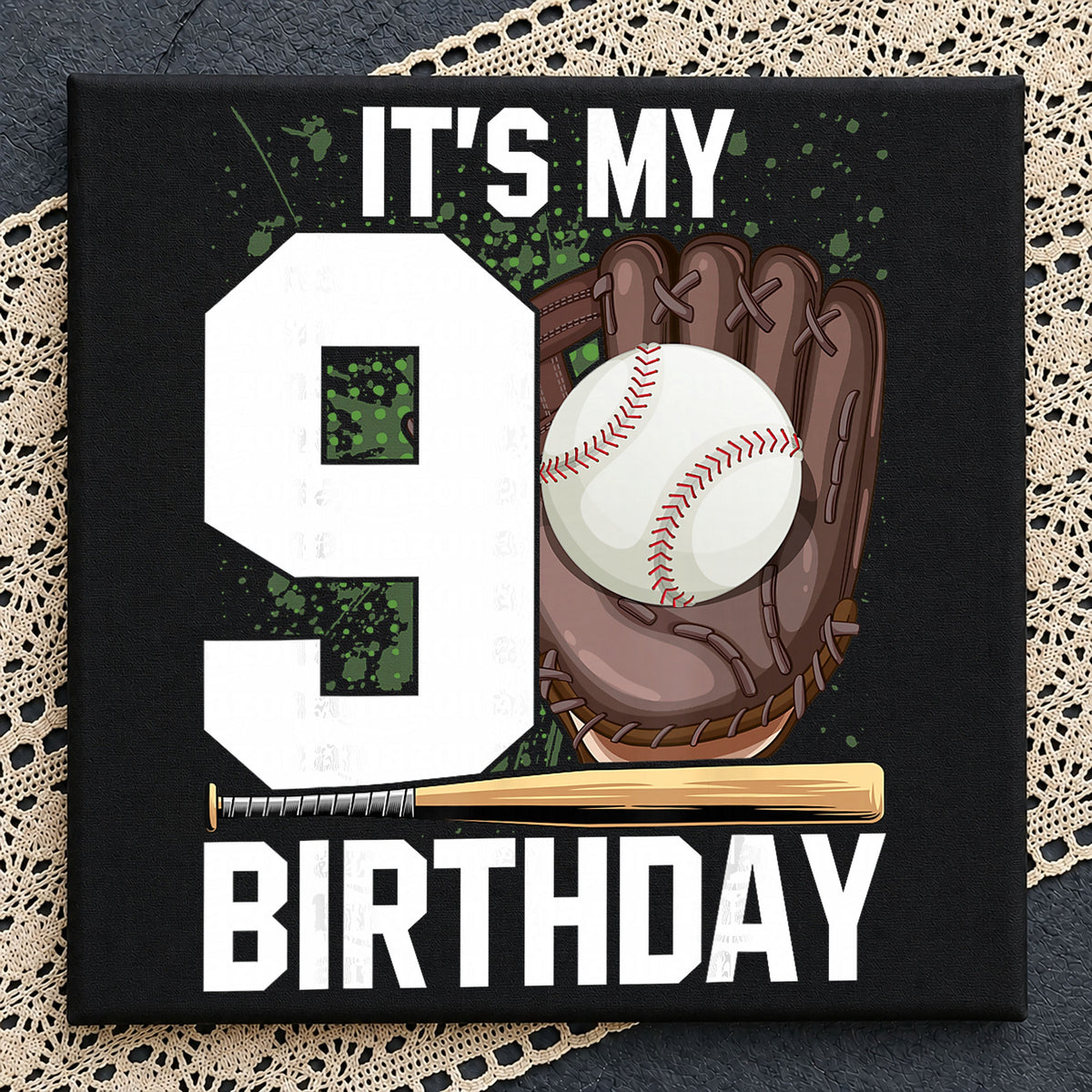 It's My 9th Birthday Baseball Glove Bat Clipart PNG