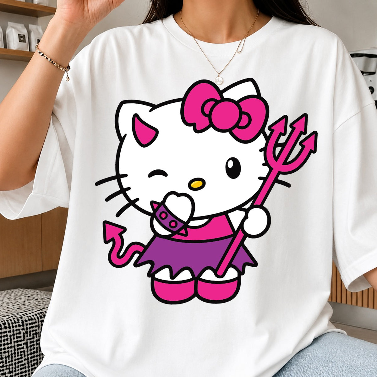 Hello Kitty Devil Halloween SVG, Cute Cricut Cut File