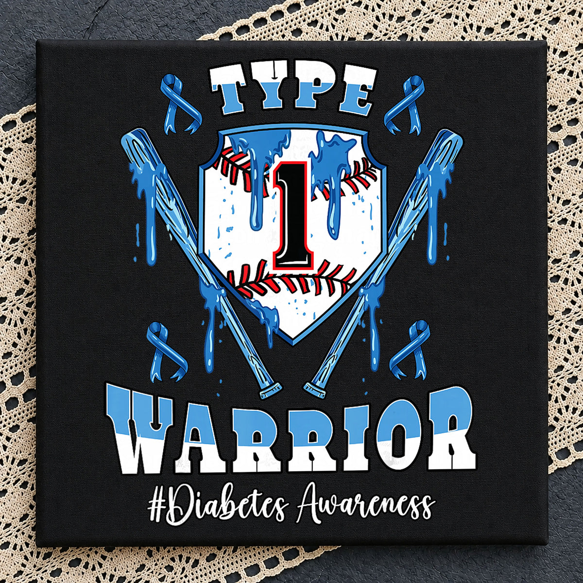 Type 1 Warrior Baseball Diabetes Awareness Sublimation PNG