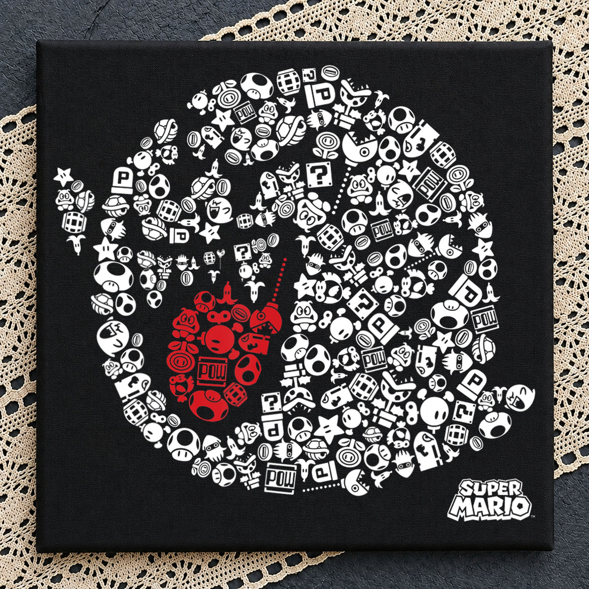 Super Mario Icons Spiral Collage Video Game PNG