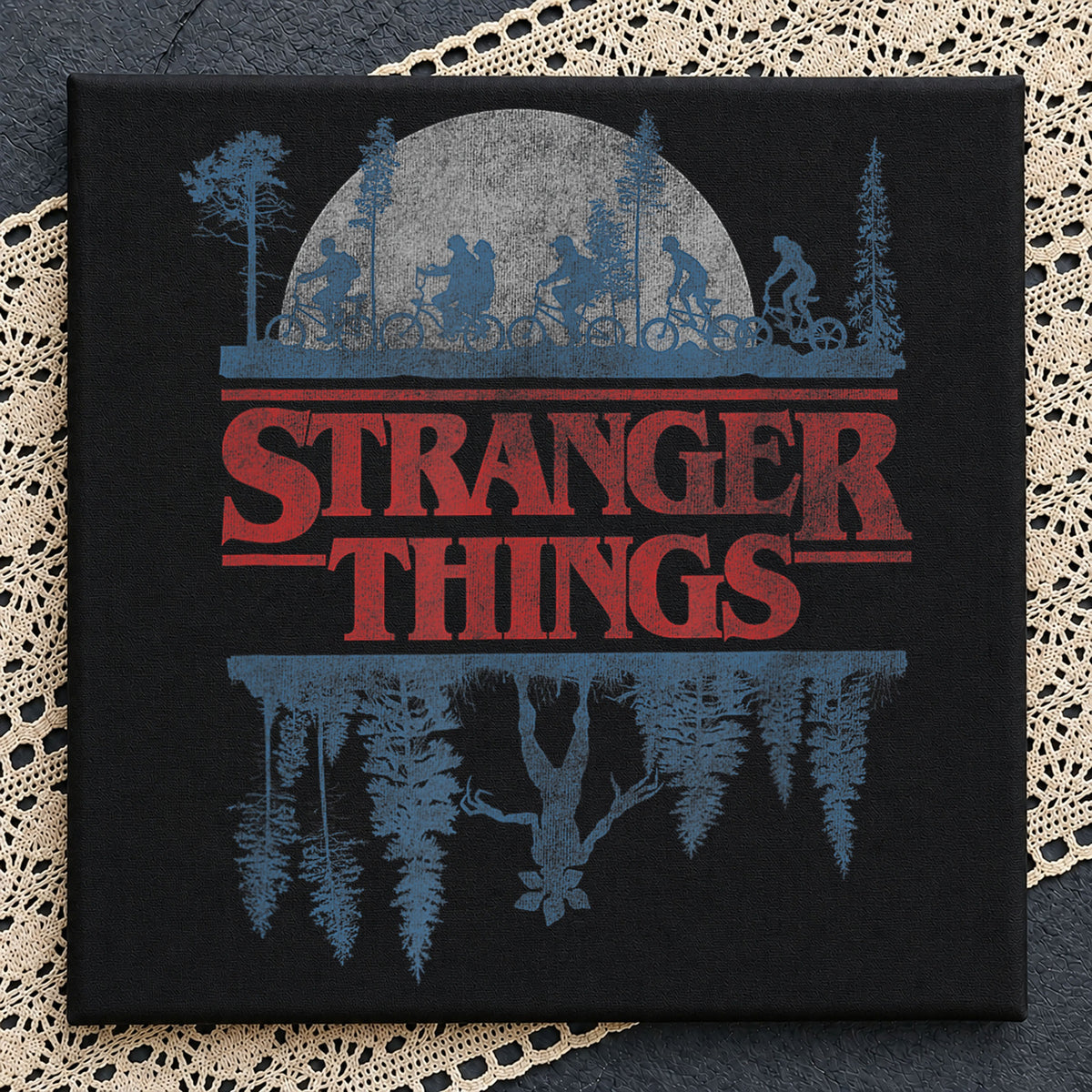 Stranger Things Upside Down Silhouette Bike Scene PNG