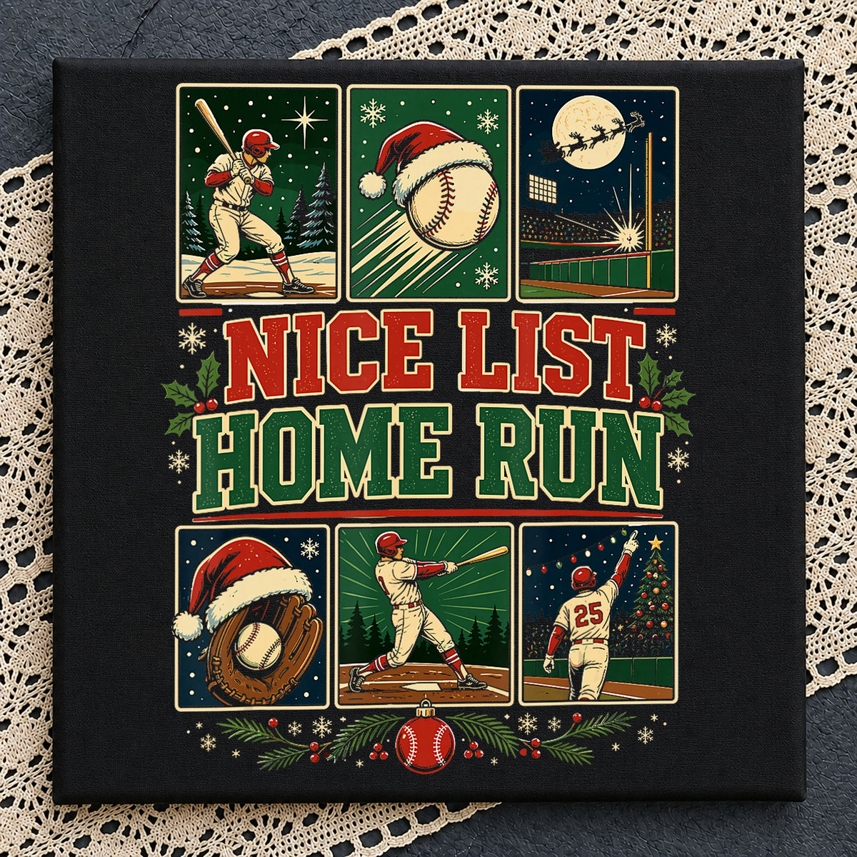 Nice List Home Run Christmas Baseball Player PNG