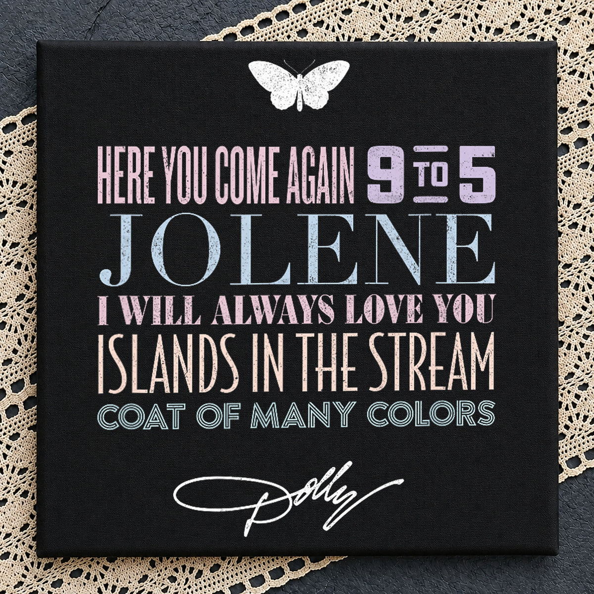 Dolly Parton Song Titles Butterfly Signature PNG