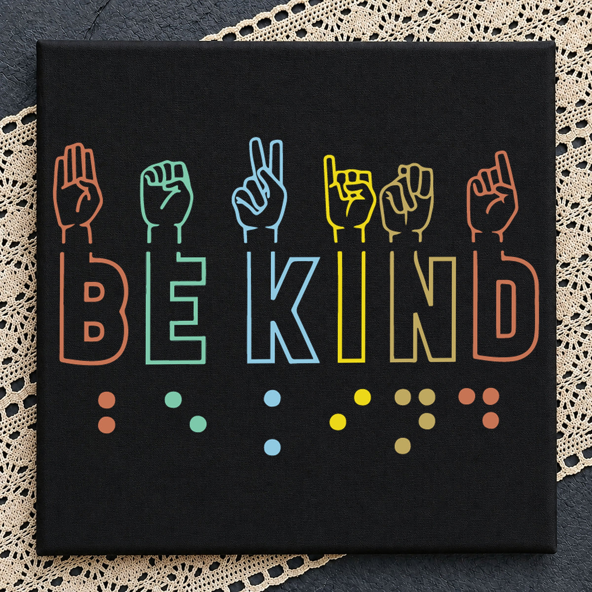 Be Kind Sign Language ASL SVG, Kindness Braille Cricut File