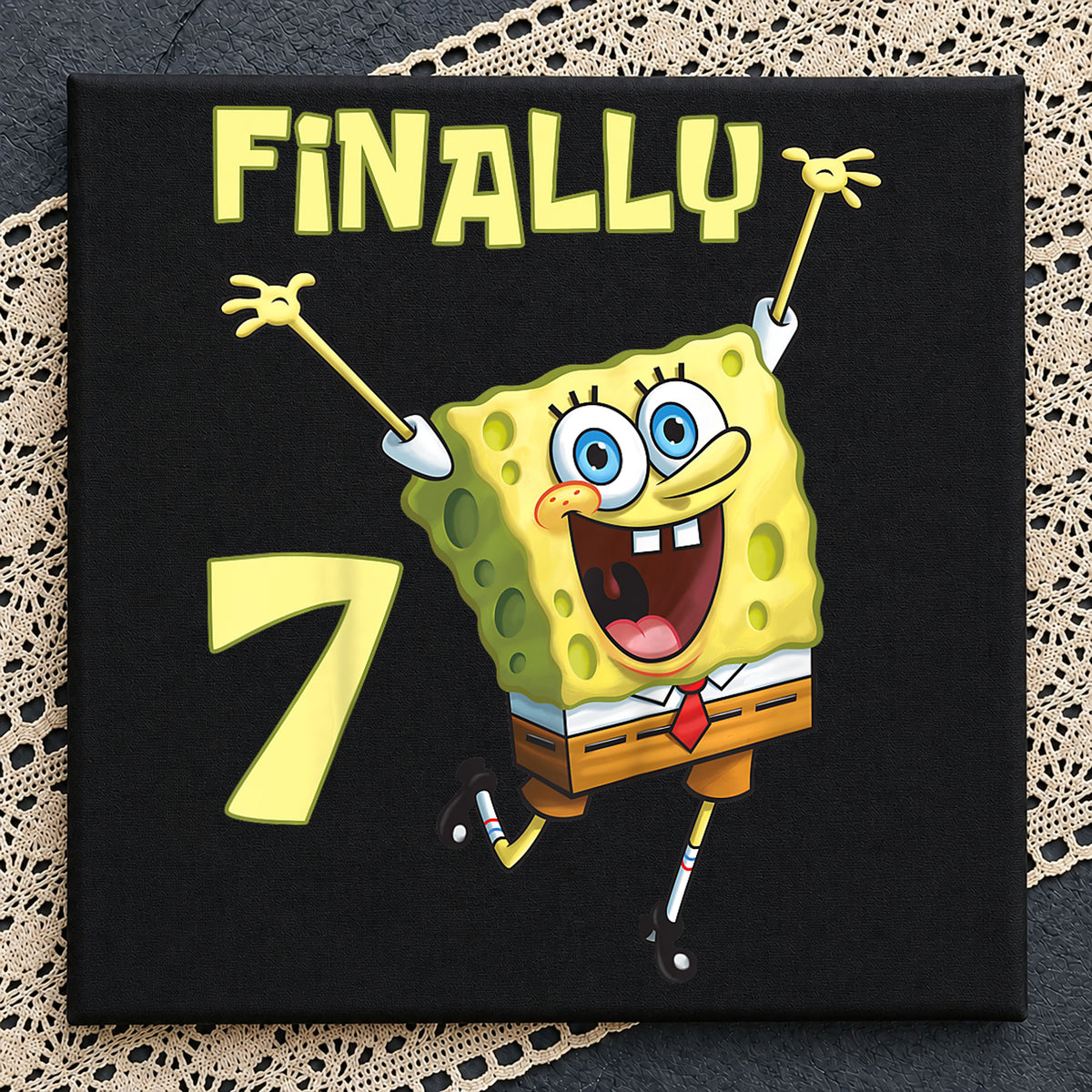 SpongeBob Finally 7 Birthday Jumping Celebration PNG