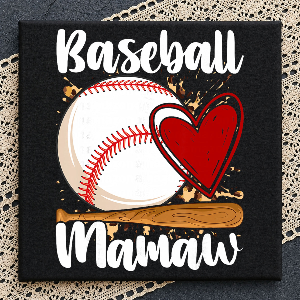 Baseball Mamaw Heart Bat Sports Mom Grandma PNG