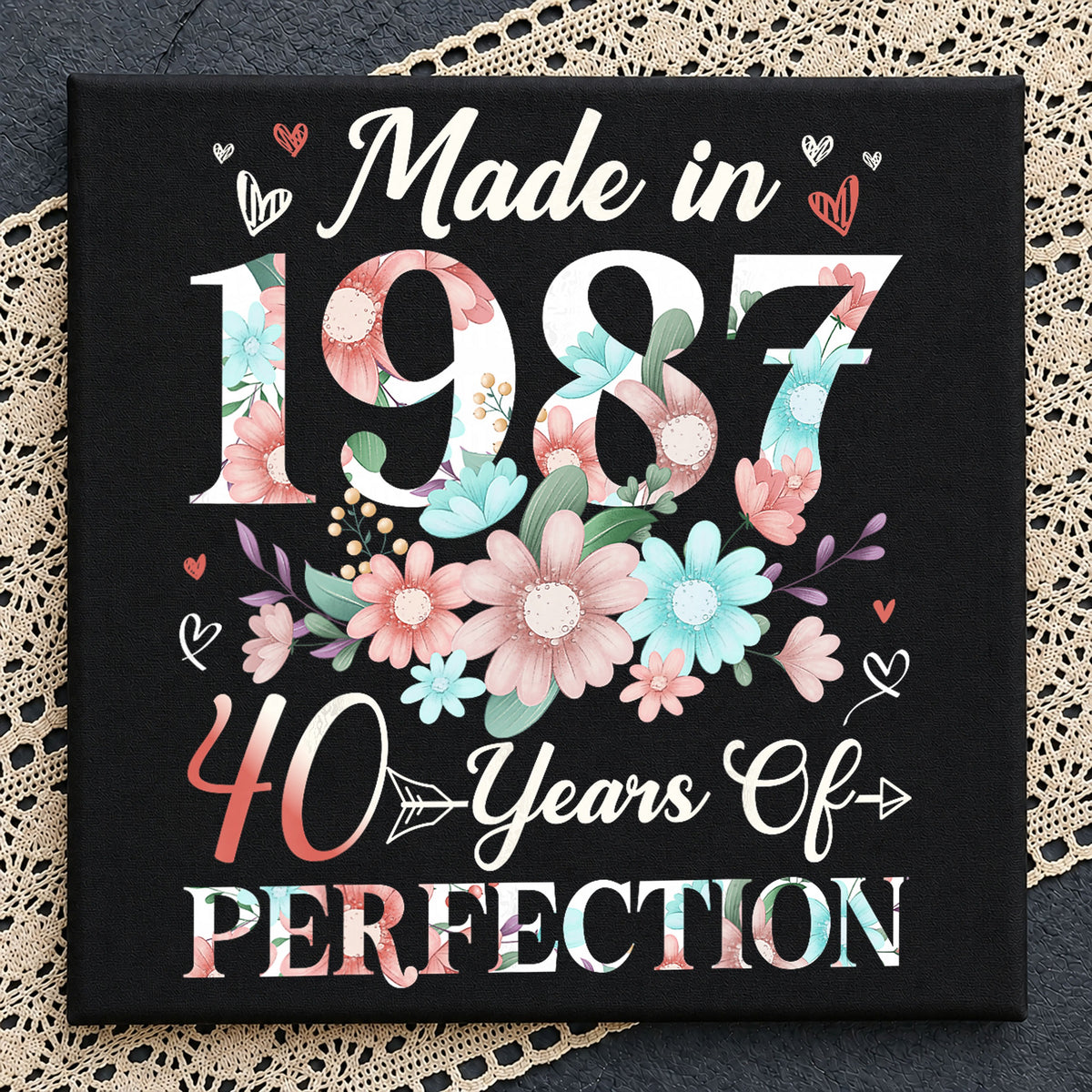 Made In 1987 40 Years Of Perfection Floral PNG