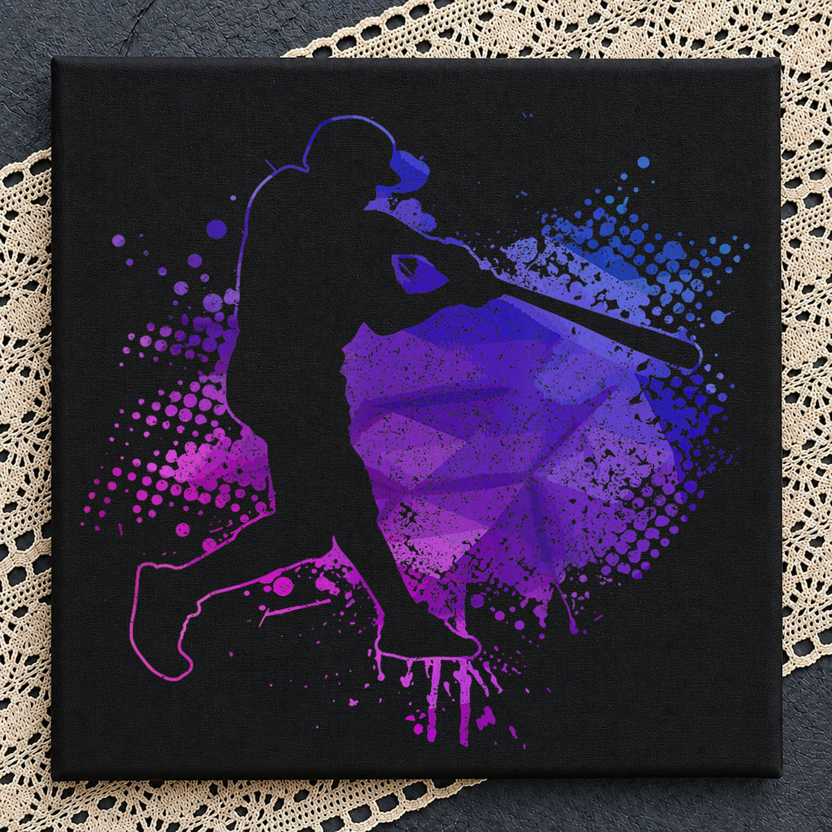 Baseball Batter Silhouette Colorful Splash Grunge PNG