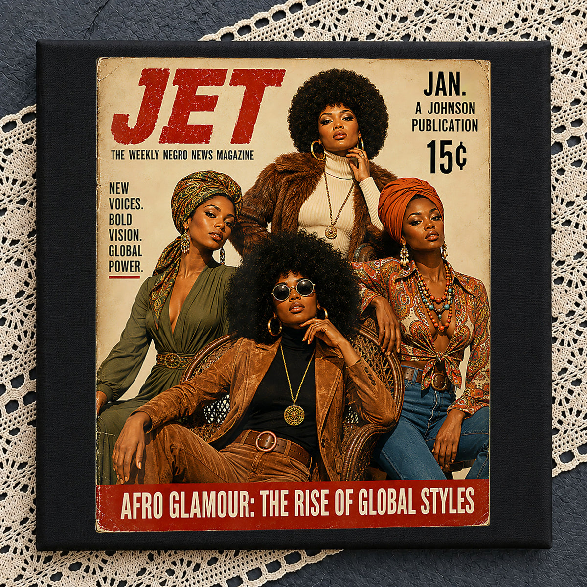 Jet Magazine Afro Glamour Black Women Retro Cover PNG