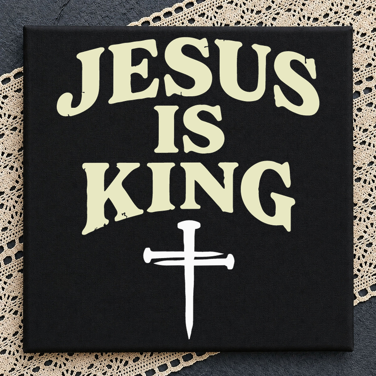 Jesus Is King Cross Nail SVG, Christian Faith Cricut Clipart