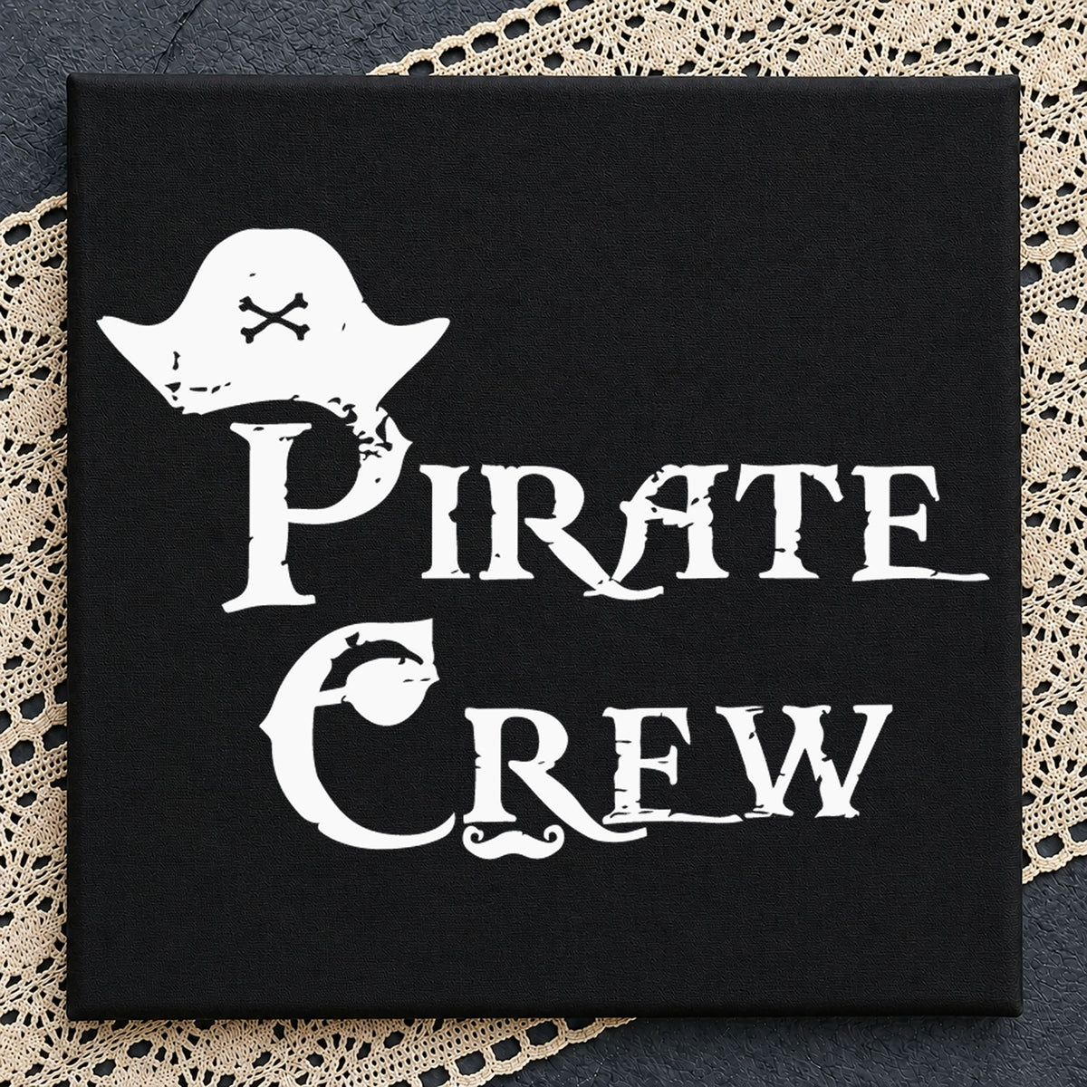 Pirate Crew Skull Hat Grunge Distressed Text PNG