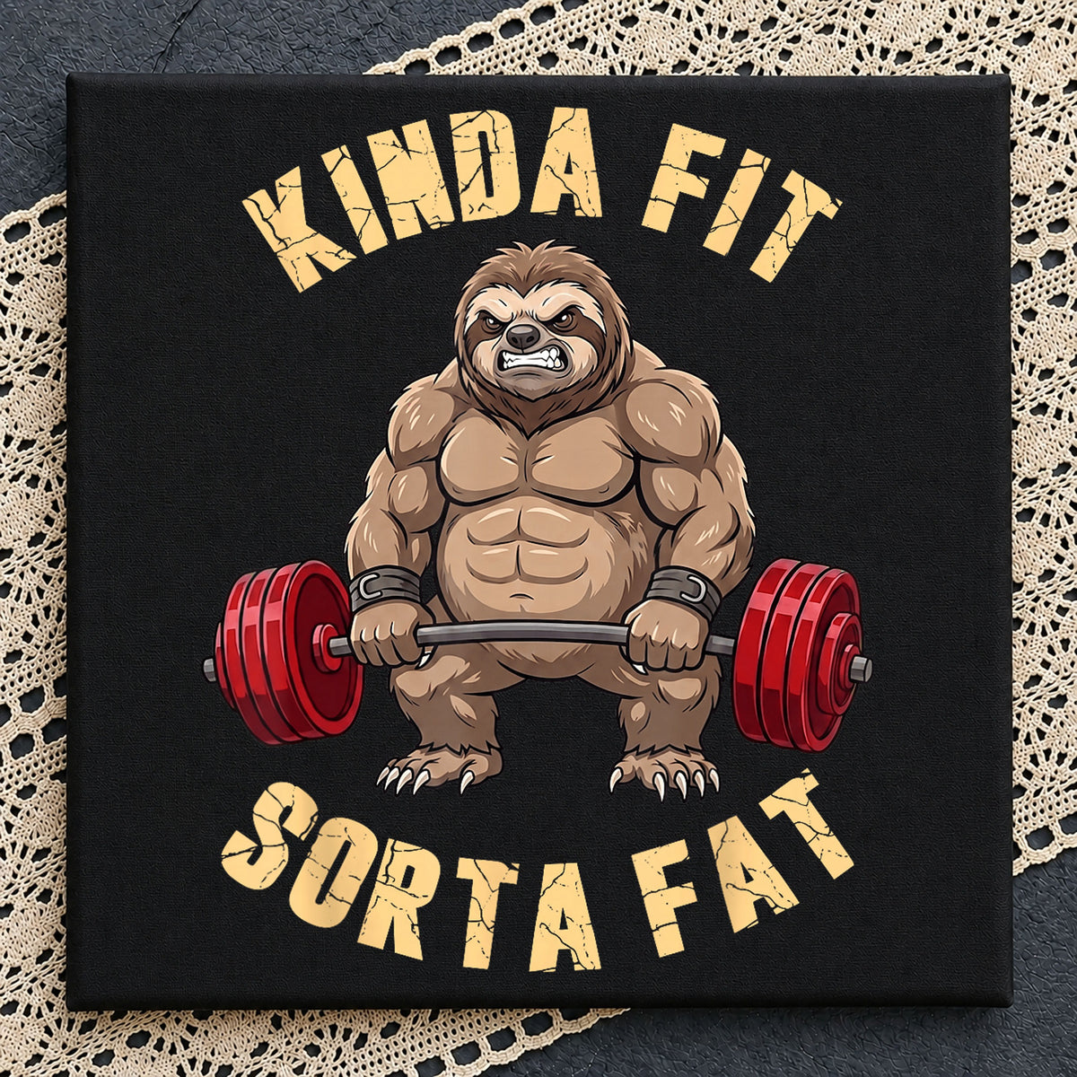 Kinda Fit Sorta Fat Sloth Weightlifting Gym PNG