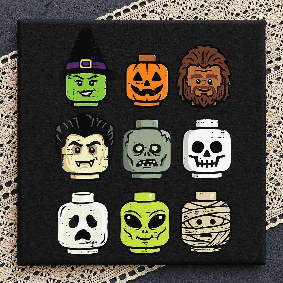 Halloween Lego Heads Monster Faces Bundle PNG