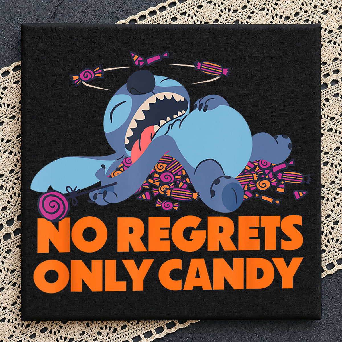 Stitch No Regrets Only Candy Halloween Clipart PNG