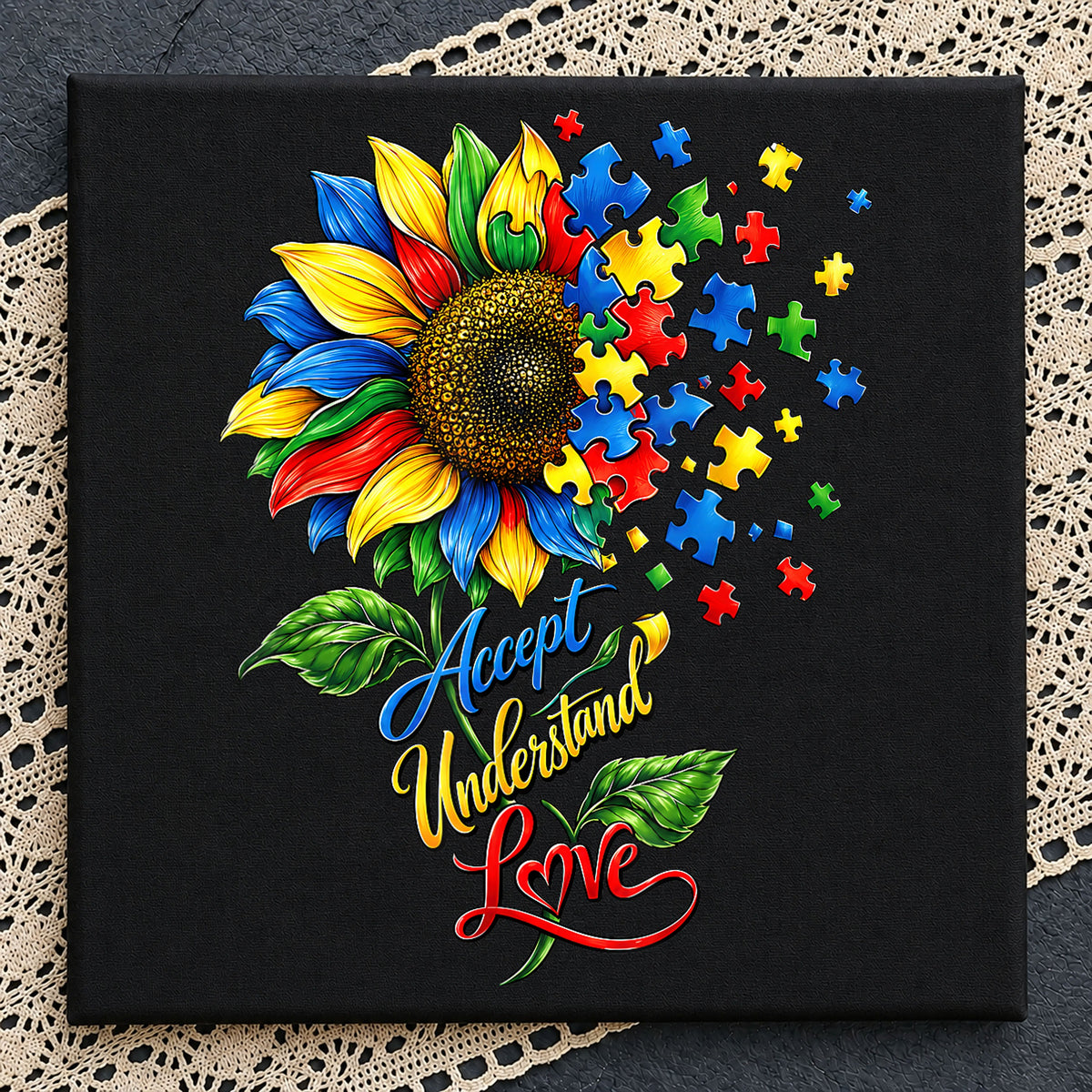 Autism Sunflower Accept Understand Love Sublimation PNG