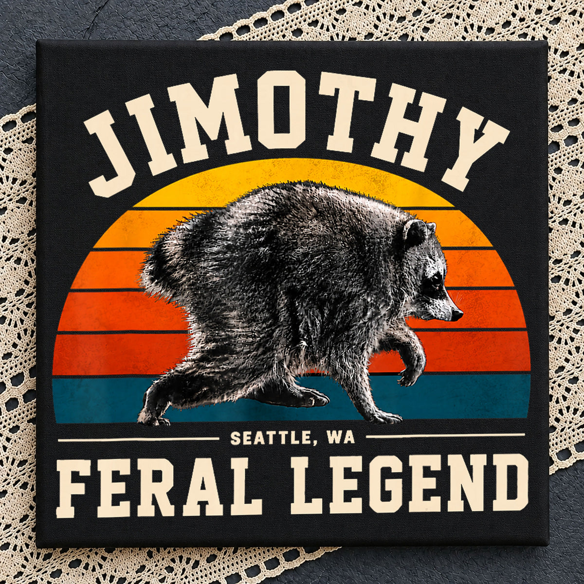 Jimothy Raccoon Feral Legend Seattle Retro Vintage PNG