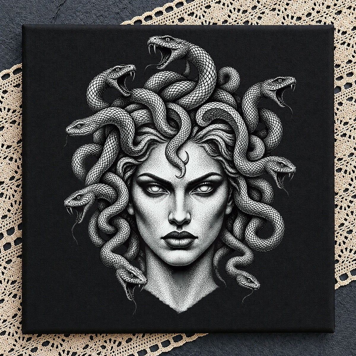 Medusa Snake Hair Greek Mythology Portrait Design PNG