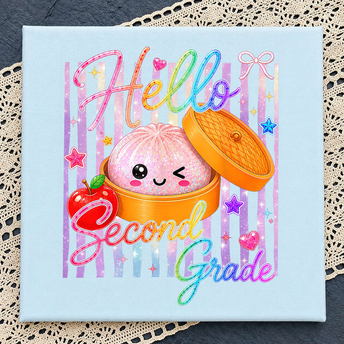 Hello Second Grade Kawaii Dumpling PNG, Back To School, Cute Bao PNG