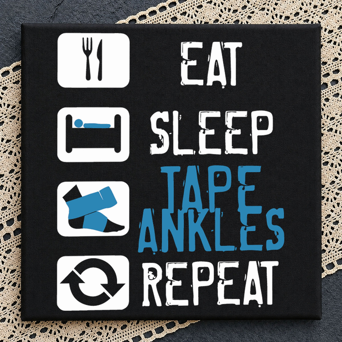 Eat Sleep Tape Ankles Repeat PNG, Athlete Sports Quote