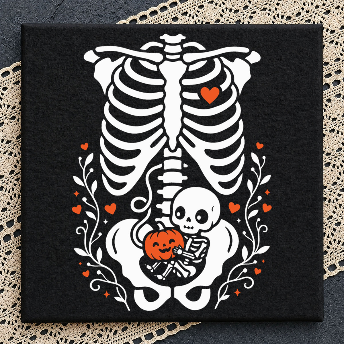 Pregnant Skeleton Baby Pumpkin Halloween Cricut SVG