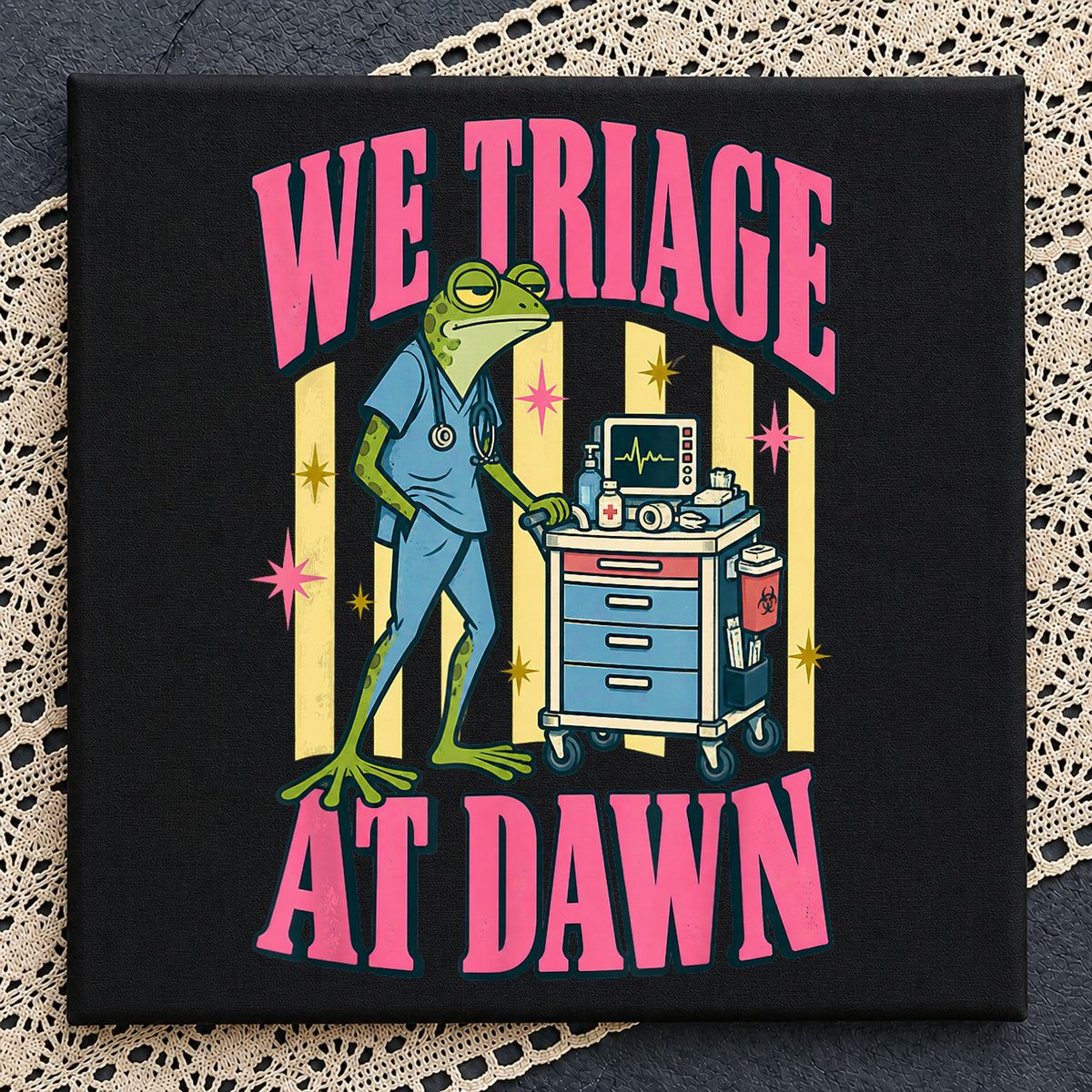 We Triage At Dawn Frog Nurse PNG, Medical Scrubs Clipart