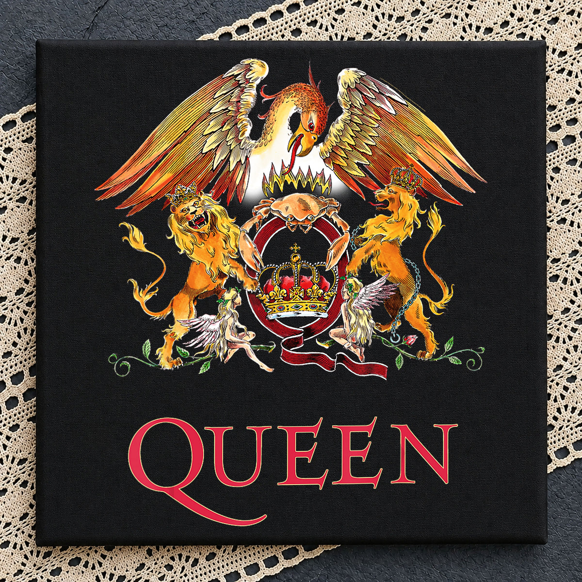 Queen Band Royal Crest Lions Crown Logo Clipart PNG