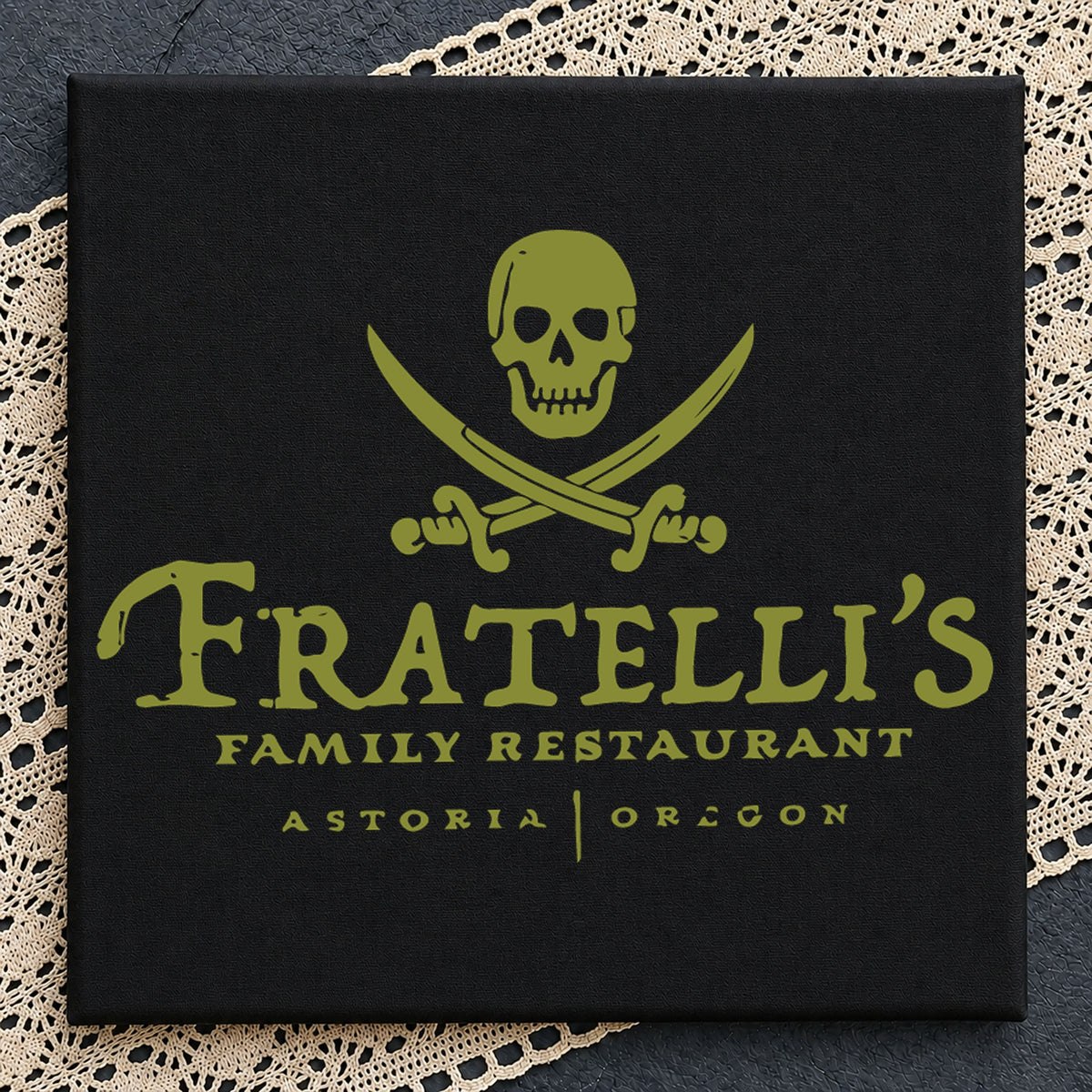 Fratelli's Restaurant Skull Swords Goonies PNG