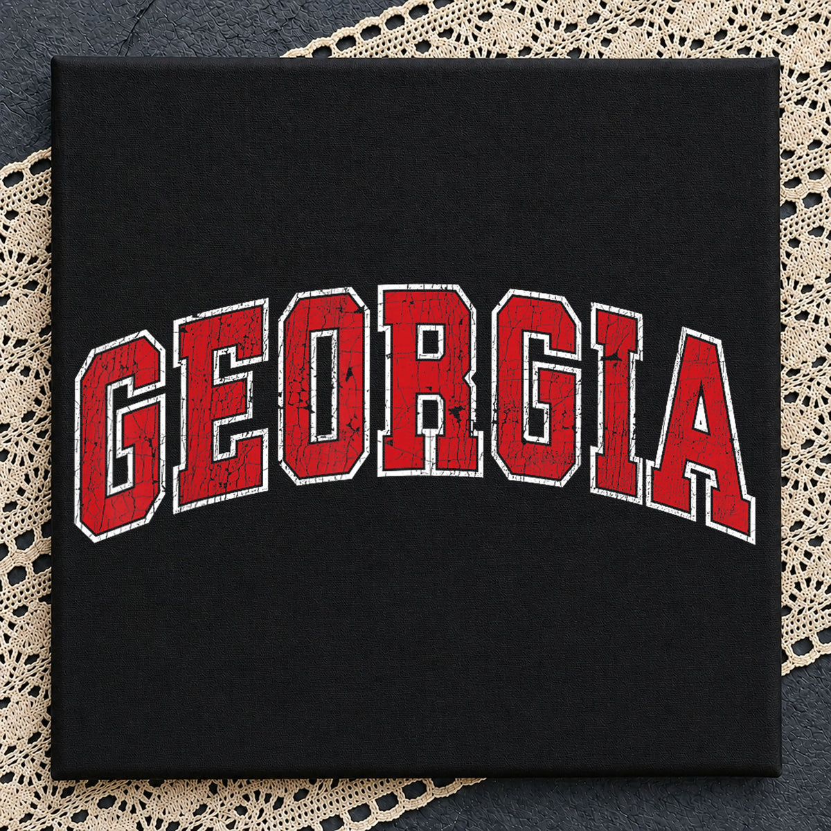 Georgia Distressed Grunge Varsity Arched Text PNG