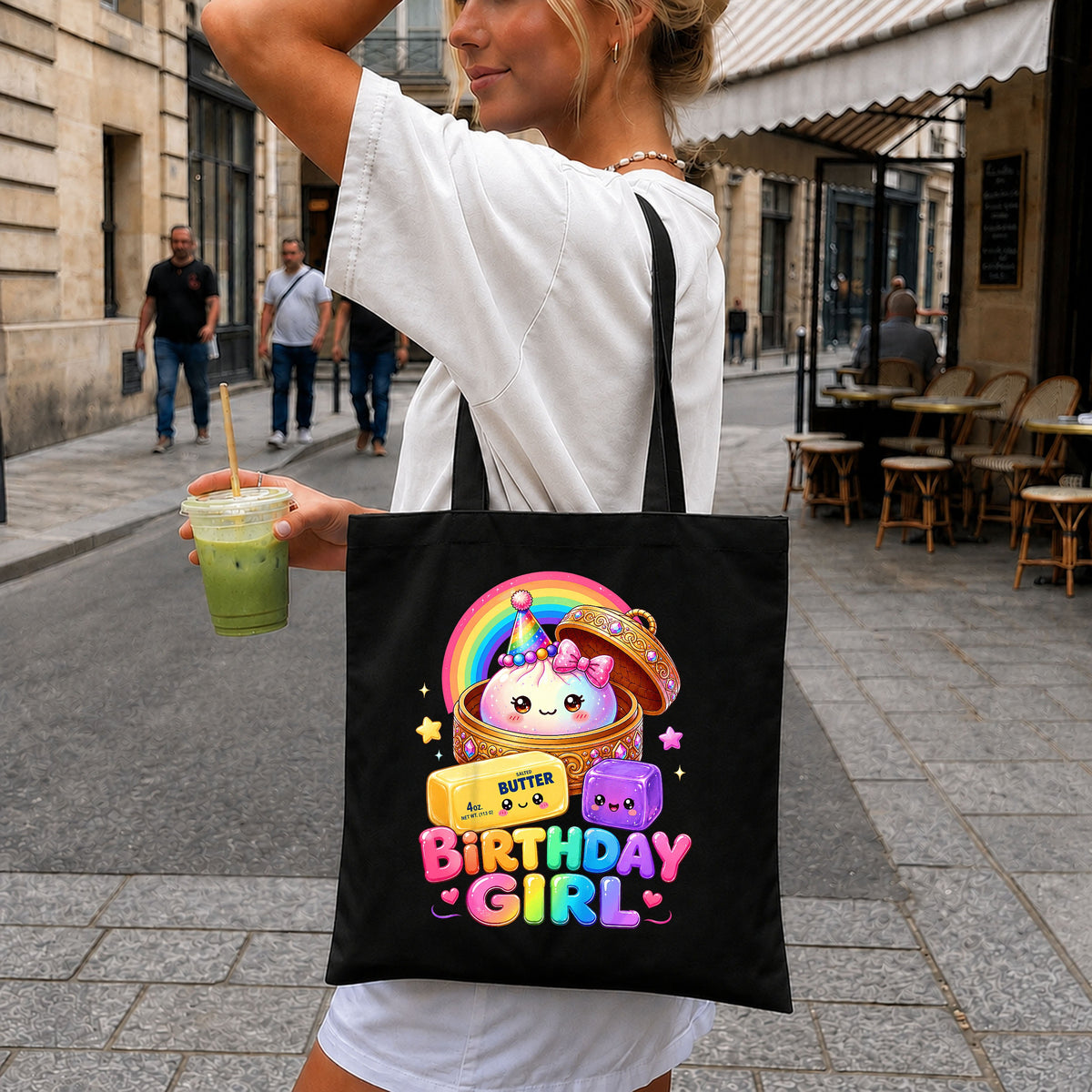 Kawaii Birthday Girl PNG, Cute Butter Rainbow Girl PNG, Birthday PNG