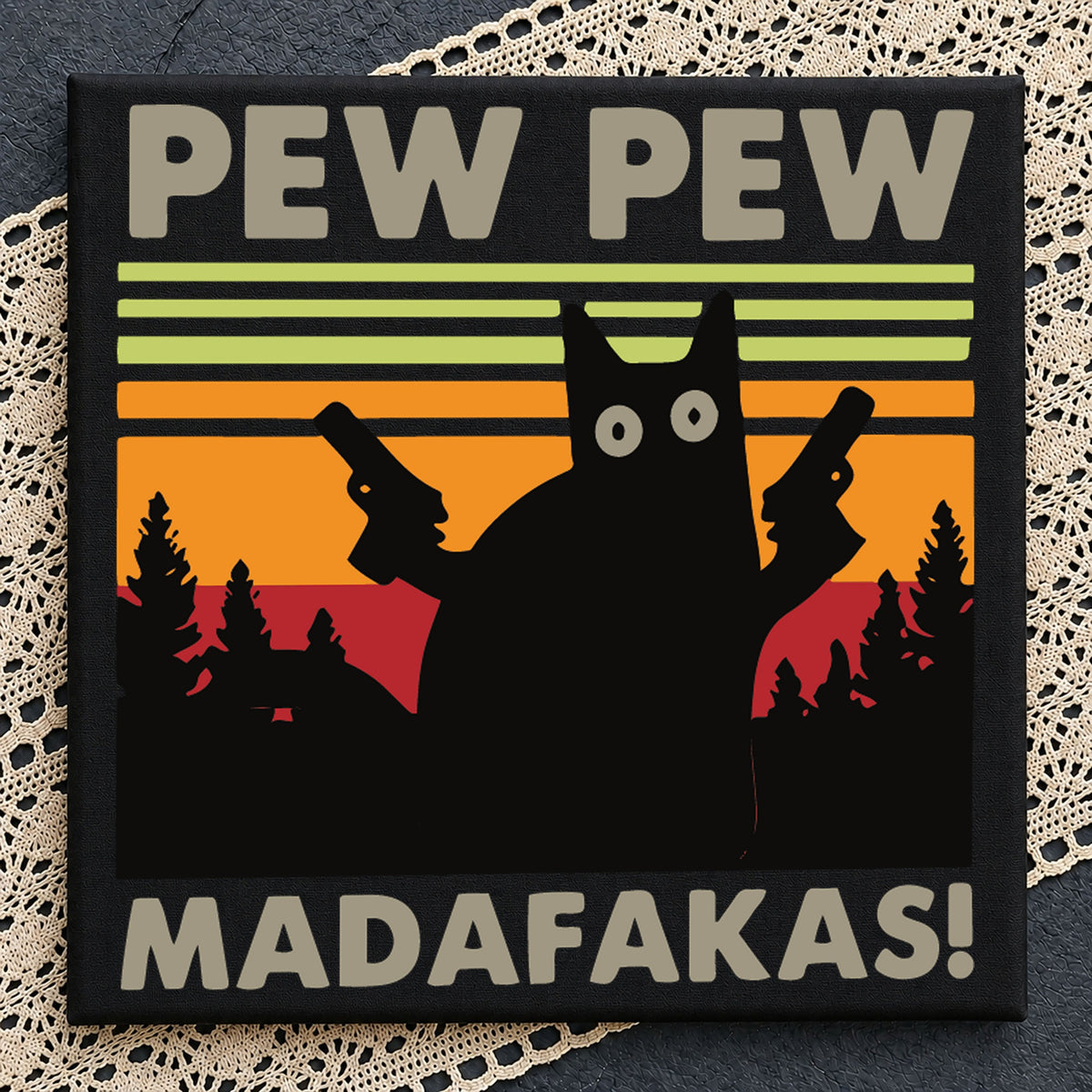 Pew Pew Madafakas SVG, Retro Sunset Rifle Clipart
