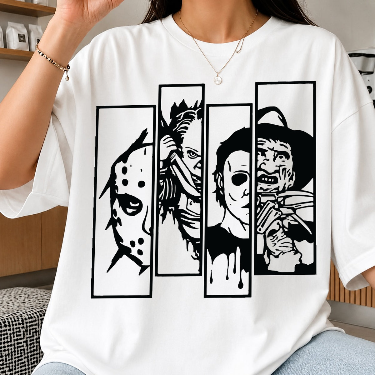 Horror Movie Killers Panel SVG, Halloween Slasher Clipart