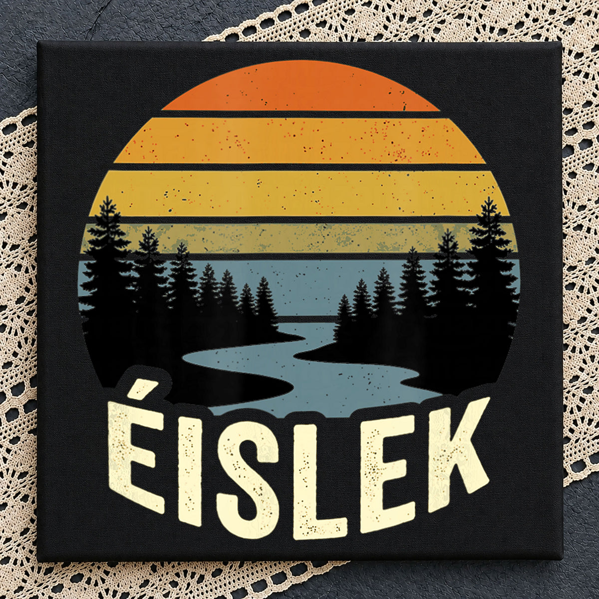 Éislek Luxembourg Retro Sunset Forest River PNG