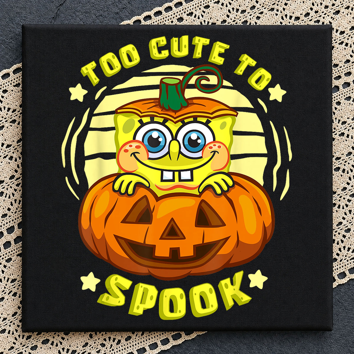 Spongebob Too Cute To Spook Halloween Pumpkin PNG