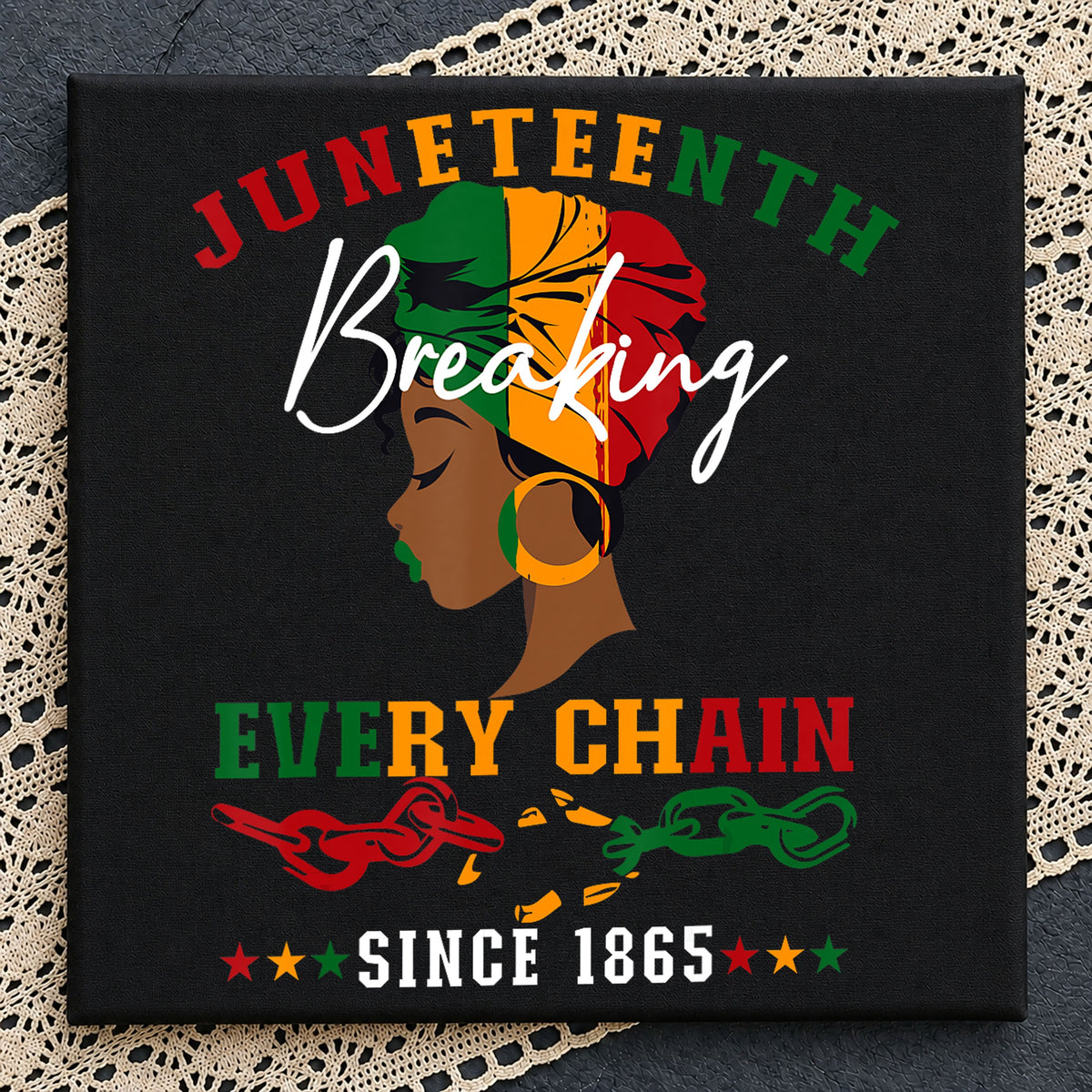 Juneteenth Breaking Every Chain Since 1865 Black Woman PNG