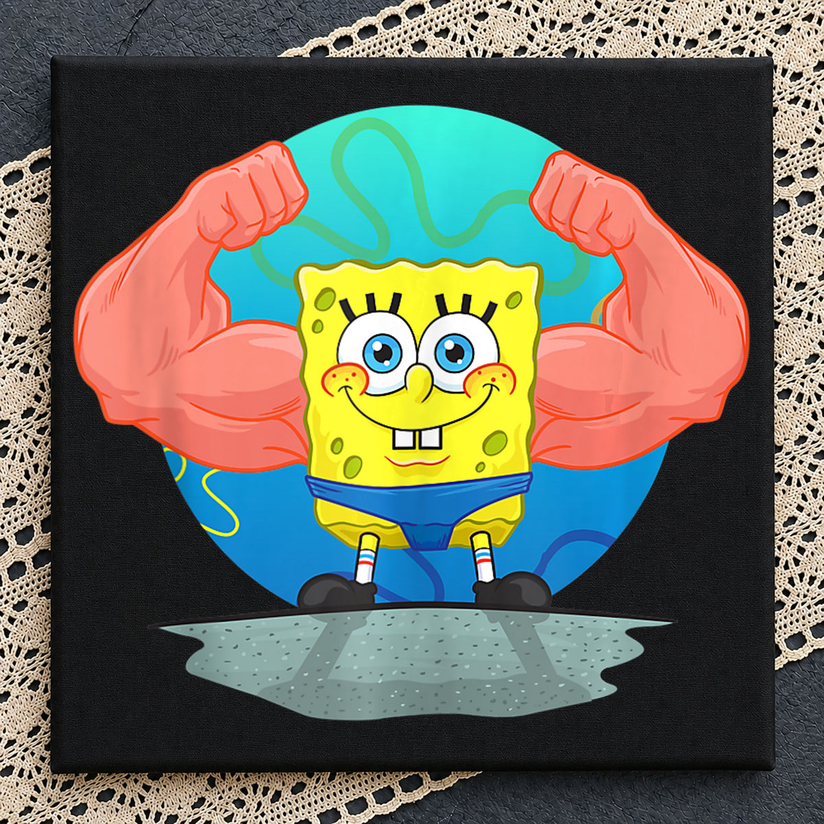 Spongebob Squarepants Flexing Muscles Strong Pose PNG