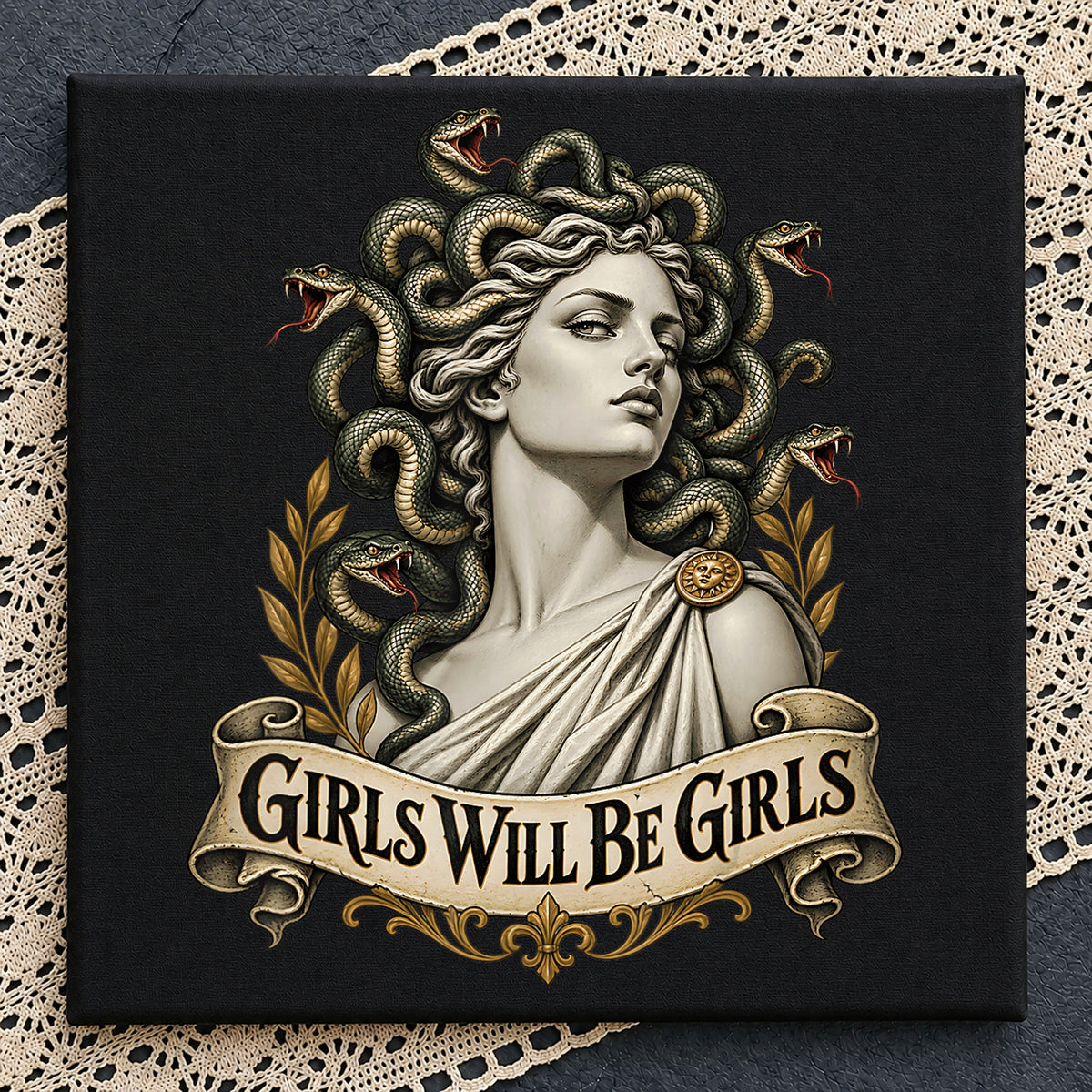 Girls Will Be Girls Medusa Snake Hair Goddess Clipart PNG