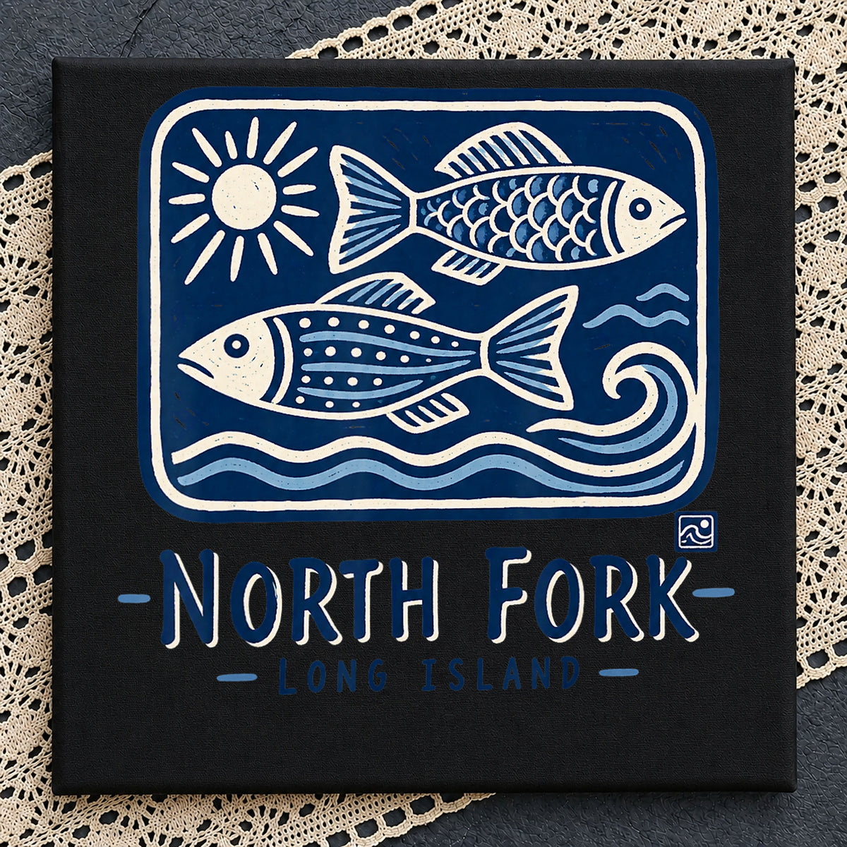 North Fork Long Island Fish Sun Waves Retro PNG
