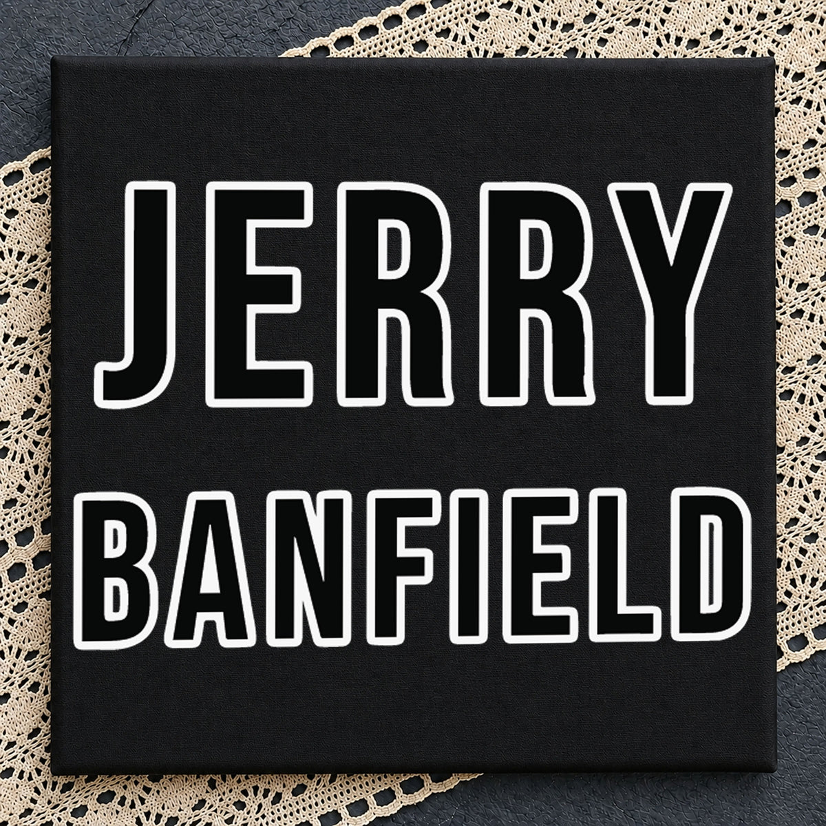Jerry Banfield Bold Block Text Name Typography PNG