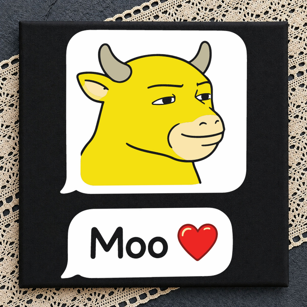 Funny Cow Moo Heart Meme SVG, Cute Animal Cricut Clipart