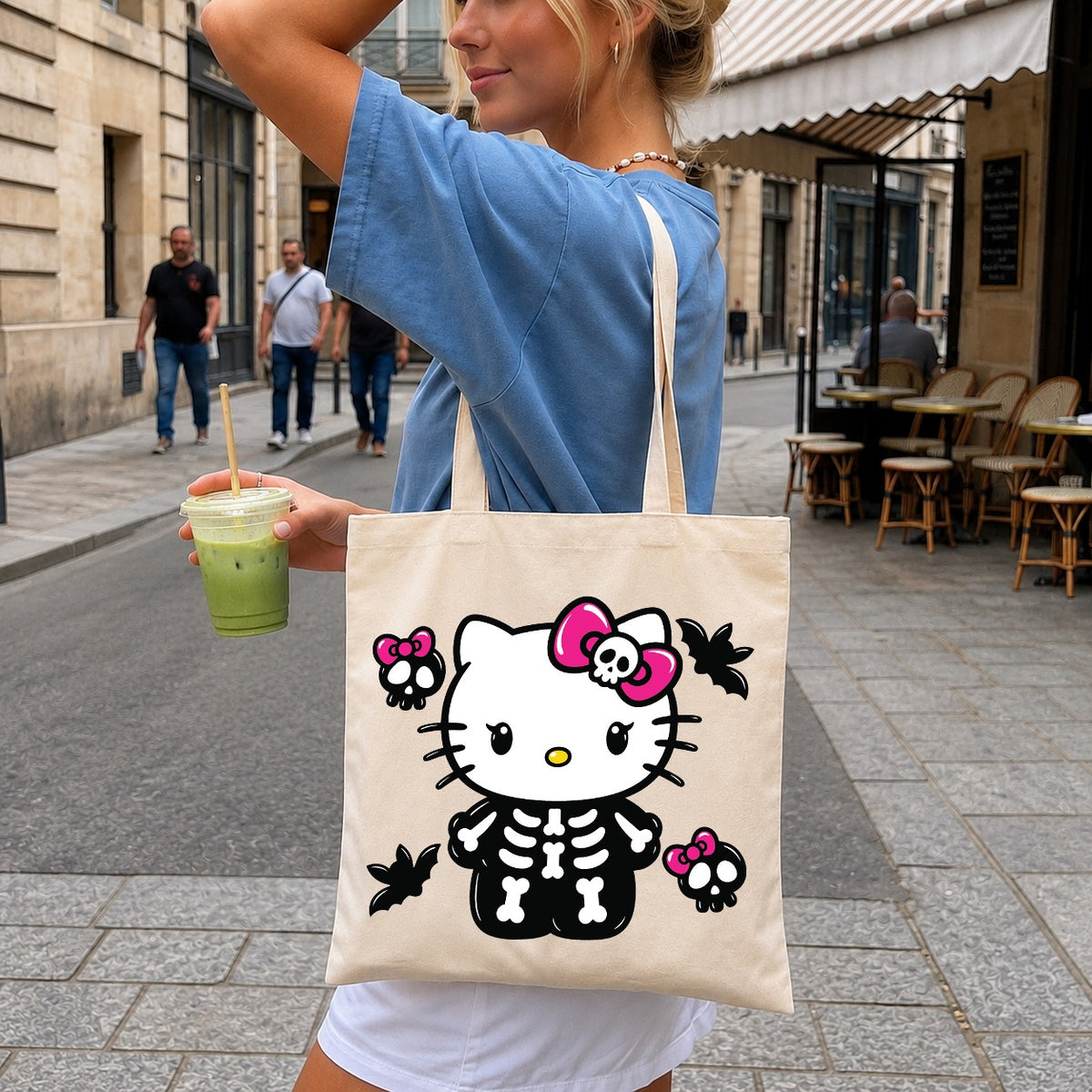 Hello Kitty Skeleton Halloween SVG, Skull Bow Cricut File