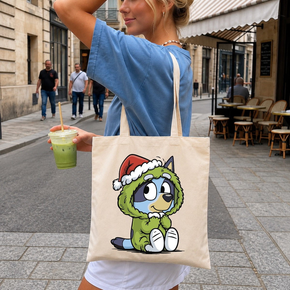 Bluey As Grinch Christmas Clipart, Santa Hat Green Costume, Holiday
