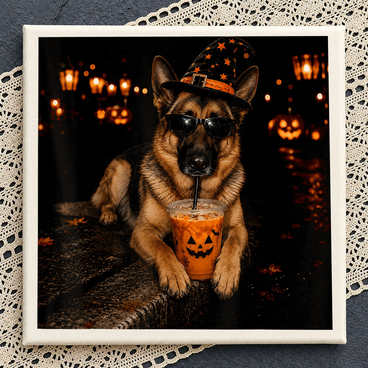 Halloween German Shepherd Dog PNG, Witch Hat Dog PNG, Spooky Dog PNG