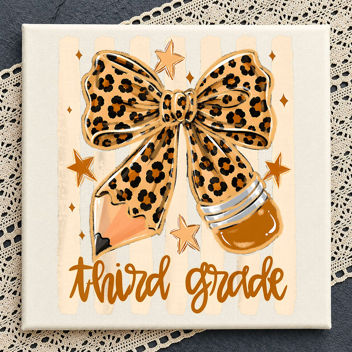 Third Grade Leopard Bow PNG, Back To School PNG, Teacher PNG