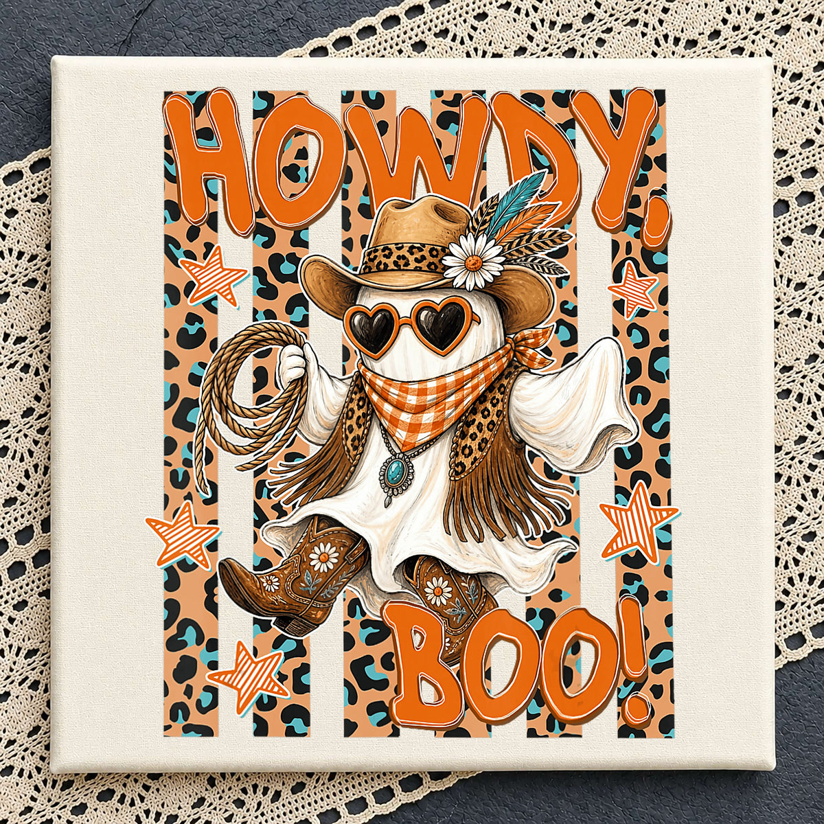 Howdy Boo Cowboy Ghost PNG, Halloween Western Ghost, Leopard PNG