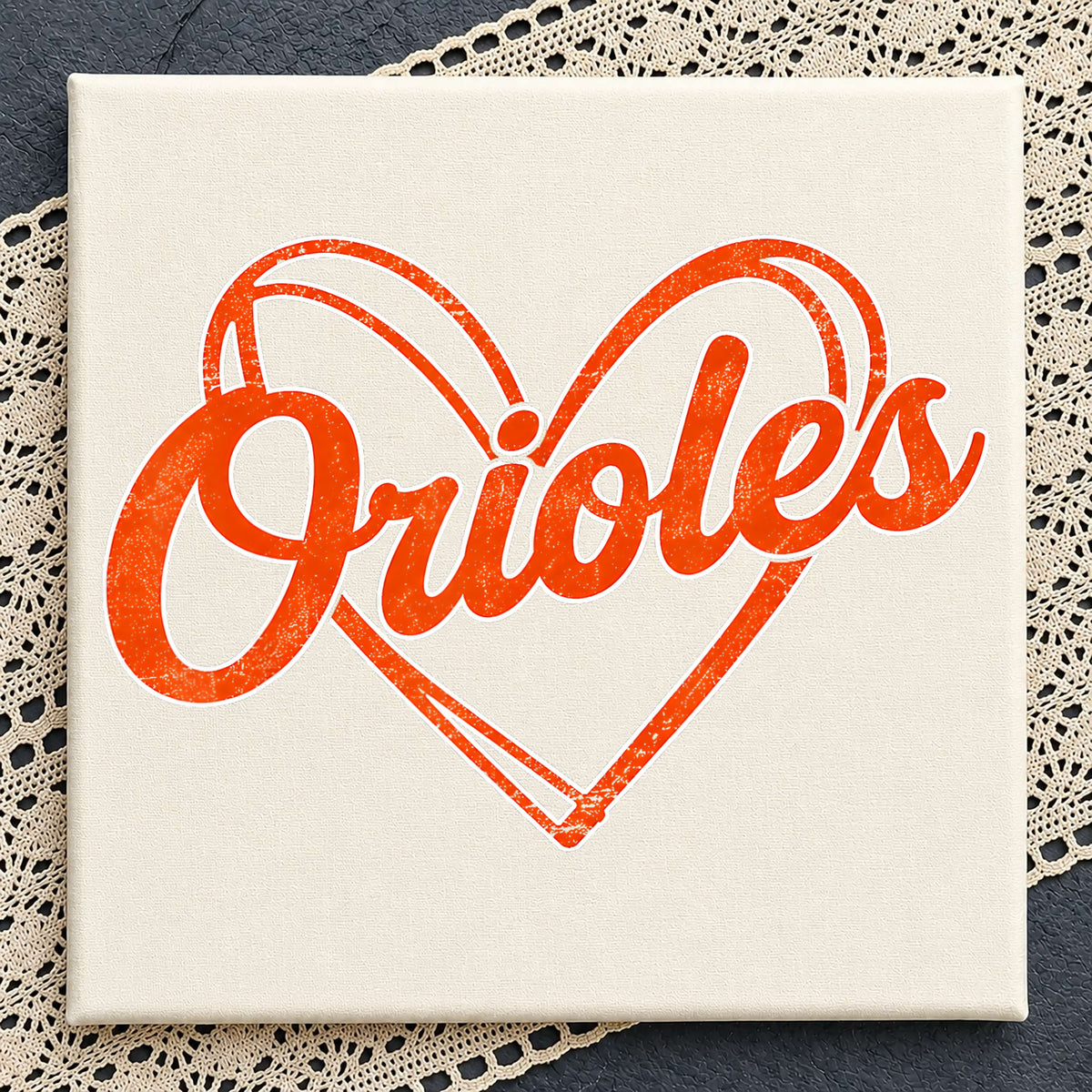 Orioles Heart PNG, Baseball Fan Shirt, Retro Distressed PNG