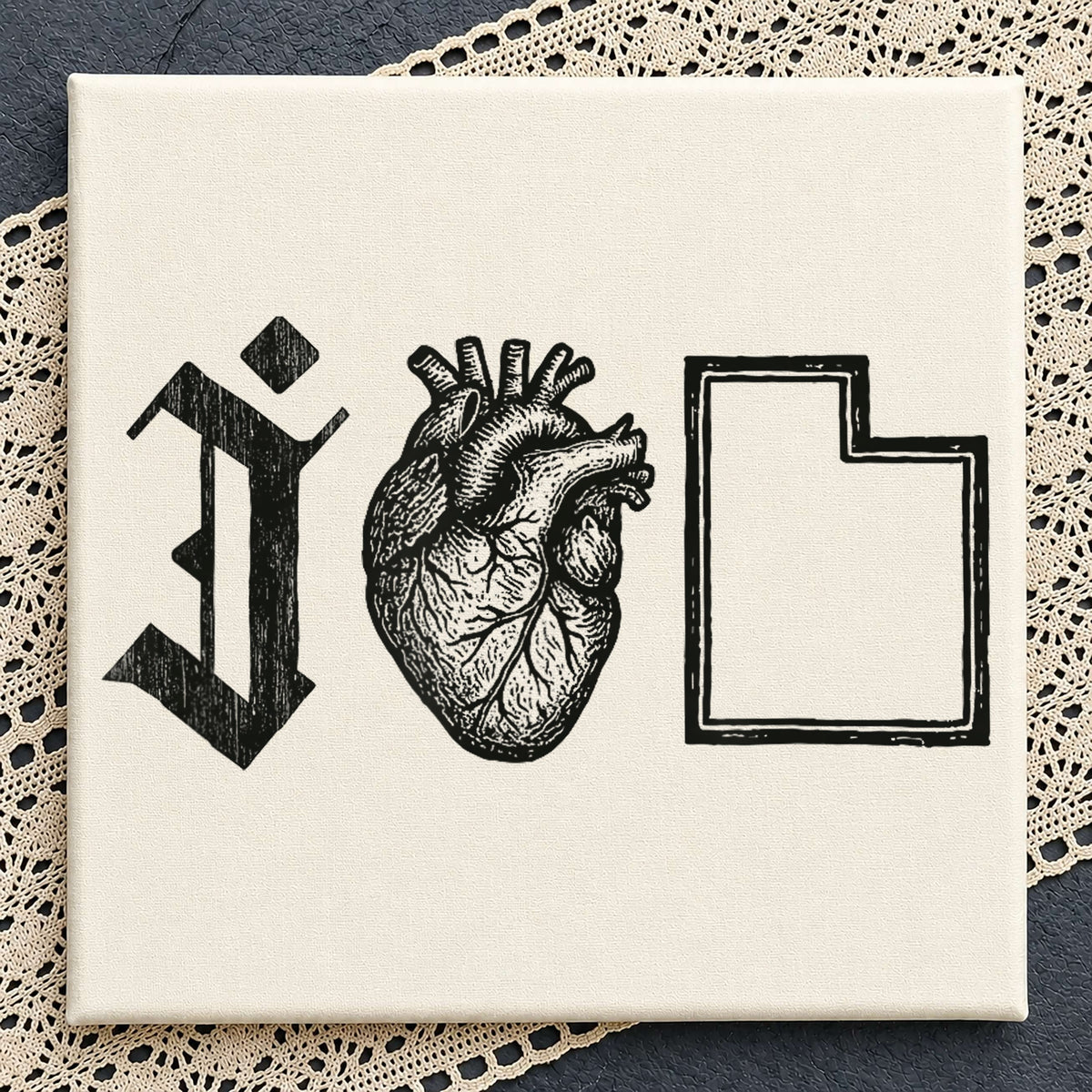 I Love Utah PNG, Anatomical Heart Gothic Letter PNG, Utah State PNG