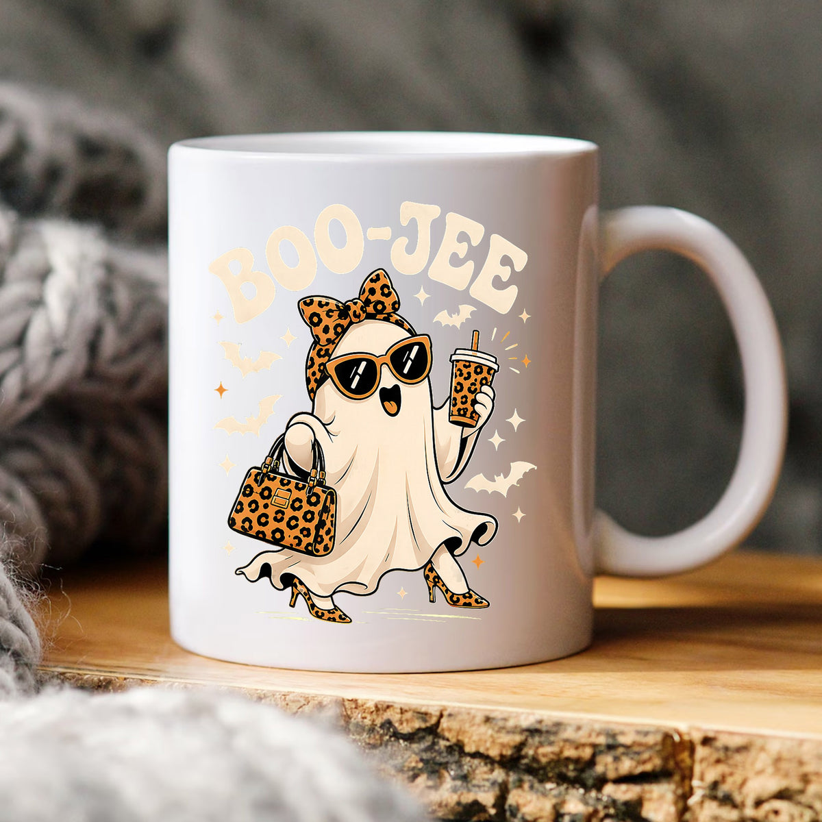 Boo Jee Ghost Halloween Clipart, Leopard Bow Handbag Heels Coffee