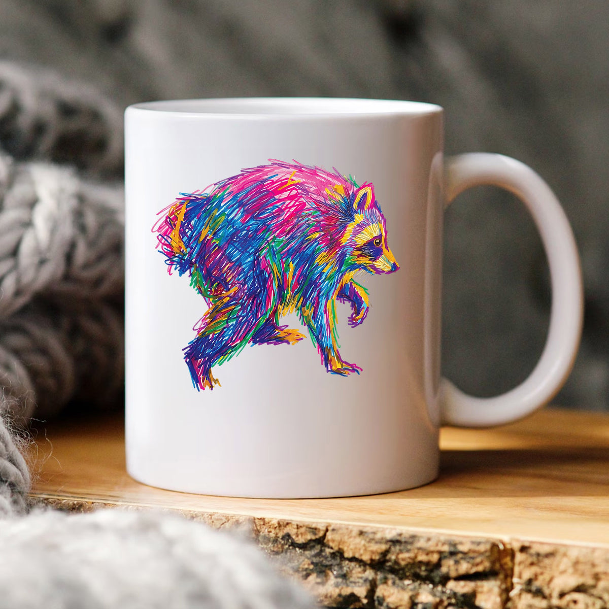 Colorful Raccoon PNG, Scribble Art Raccoon, Wildlife Animal PNG