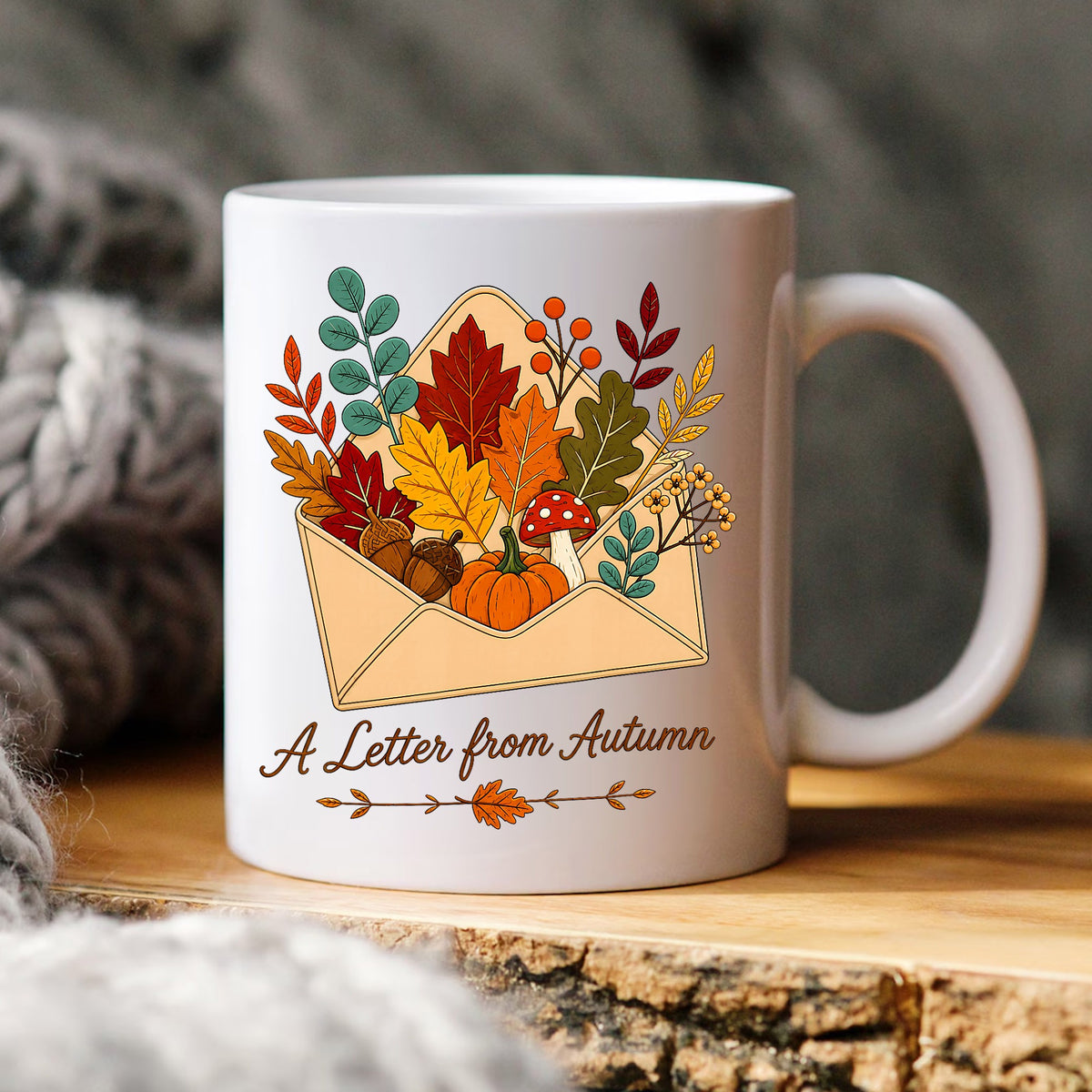 A Letter From Autumn Envelope Clipart, Fall Leaves Pumpkin Mushroom